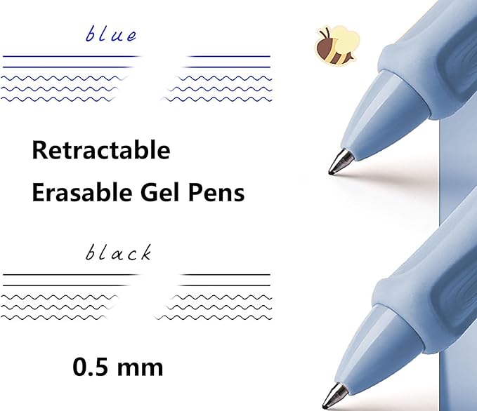 YYaaloa 8pcs Cute Retractable Erasable Gel Pens Fine Point 0.5mm Blue Black Inks Make Mistakes Disappear for Writing Planner and Crossword Puzzles (Blue)