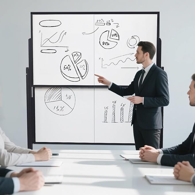 72x60 Inch Large Rolling Dry Erase Whiteboard | Height Adjustable Standing Easel with Wheels | Magnetic Double-Sided Board for Office, Home & Classroom | Teaching Supplies