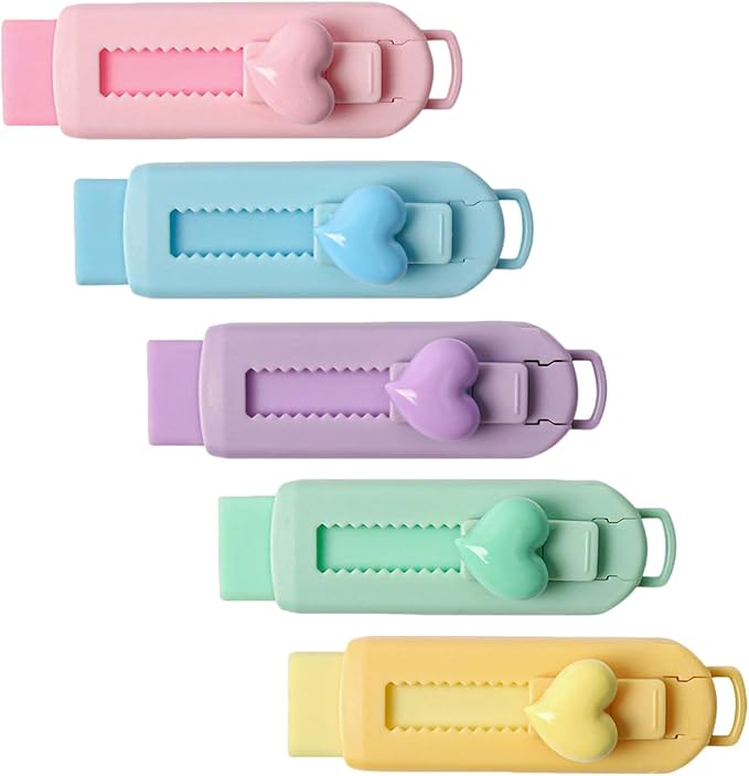Cute Pastel Erasers for Students, Premium Soft Rubber Pencil Erasers for Drawing Sketching Writing, Home School Office Supplies Stationery Accessories for Office Daily Work Study, 5-Pack Assorted Set