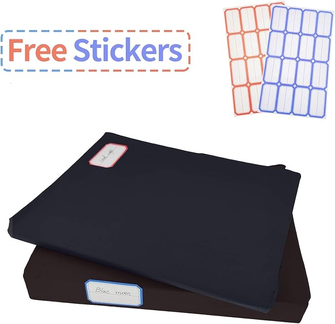 Black Stretchable Jumbo Book Sleeve Covers, Washable Reusable Book Protector fits Hardcover Textbooks up to 9" X 12" Office Supply with Free Sticker Labels (1 Pack, Black)