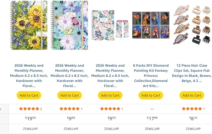 2026 Weekly and Monthly Planner, Medium 6.2 x 8.5 Inch, Hardcover with Floral Design, Jan-Dec Calendar, Spiral-Bound with Monthly Tabs, 100 GSM Paper (yellow flower) (puple blue flower))