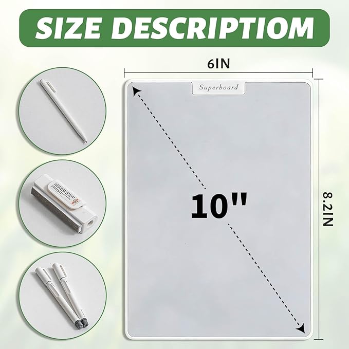 UNCLE BOARD 10 inch x 6 inch Dry Erase Board, Magnetic Small White Board with 3 Magnetic Pens, Portable Student Whiteboard - Perfect for Planning, Drawing, Memos, to-Do Lists.