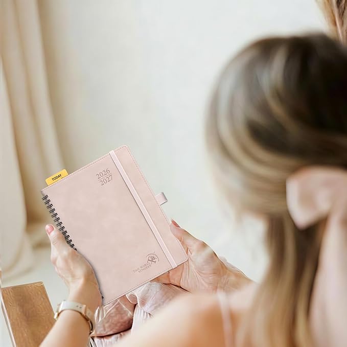 POPRUN Weekly Planner 2026-2027, 6.5" x 8.5", (July 26-June 27) Academic Weekly and Monthly Planner, Calendar Notebook 2026-2027 Agenda for School, College, Spiral Leather Softcover - Green