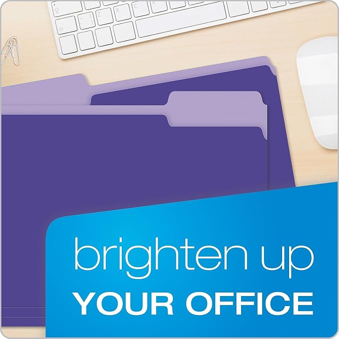 Pendaflex Interior File Folders, 1/3 Cut, Top Tab, Letter Size, Violet, 100 per Box (4210 1/3 VIO)