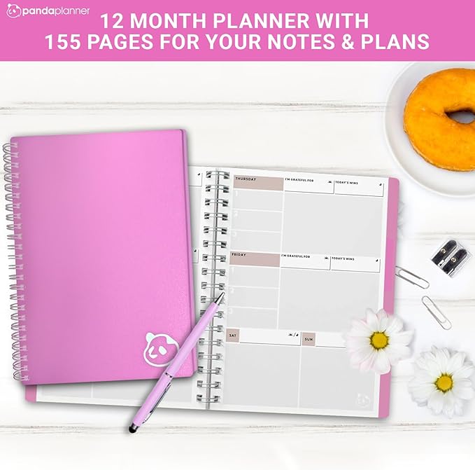 Panda Planner 2026 Undated Weekly Planner, Weekly To Do List Notebook with Spiral Binding - 5.75โ x 8.25โ, 52 Weeks - Undated Planner with Habit Tracker Notebook for Home, School & Office (Pink)