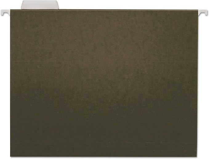 Universal 14115 Hanging File Folders, 1/5 Tab, 11 Point Stock, Letter, Standard Green (Box of 25)
