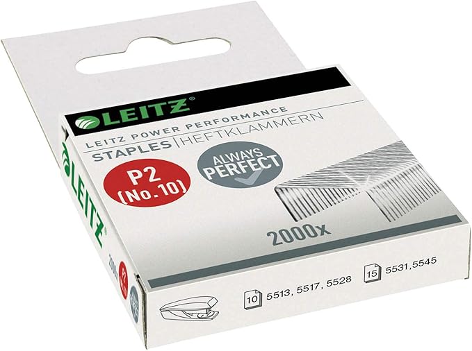 Leitz Urban Chic Mini-Heftgerät und -locher im Set, Für bis zu 10 Blatt, Inkl. Heftklammern, Grau, 55996088 (1 Set + 2000 Klammern extra (Neu))L8
