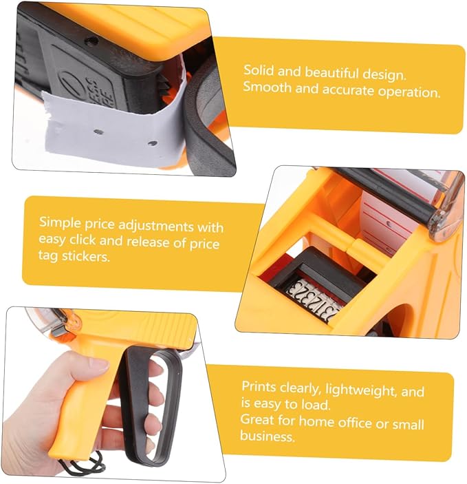 ULTECHNOVO Price Label Maker for Home Office Small Business Lightweight Pricemarker with Easy Price Adjustments Yellow Adhesive Stickers for Retail Organization