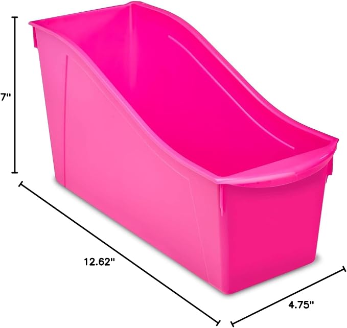 Storex 70105U06C Interlocking Book Bins, 4 3/4 x 12 5/8 x 7, 5 Color Set, Plastic, Multicolor