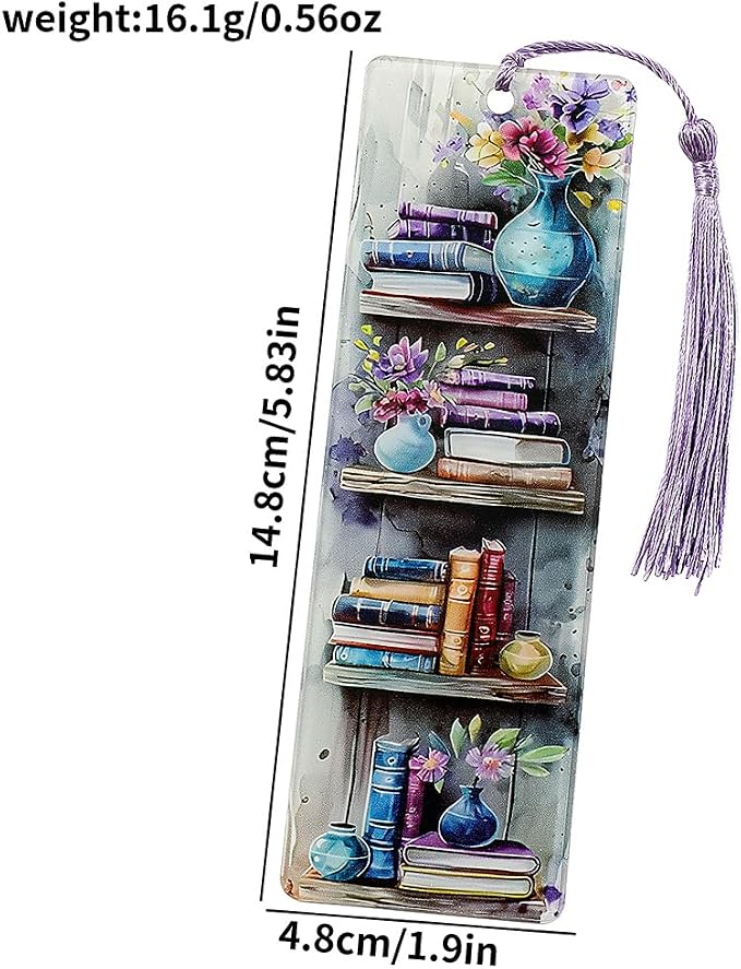 Colorful Art Flower Bookshelf Bookmark - Romantic Artsy Vibe Bookmarks, Perfect Reading Gift for Book Lovers, Bookworms and Friends (2pcs/Set A)