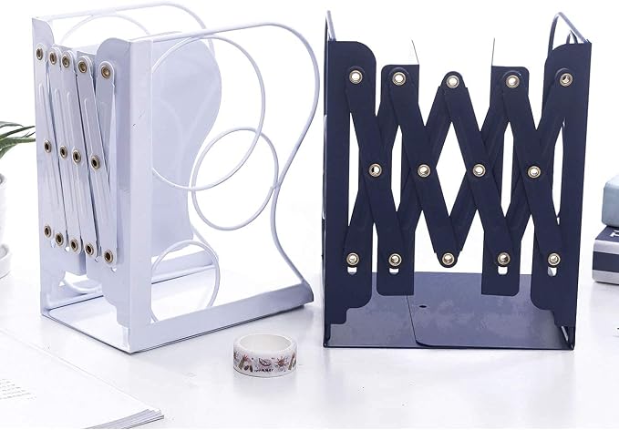 Adjustable Bookends Metal Book Ends for Heavy Book Holder Heavy Duty Bookends Nonskid Bookcase Desktop Book Organizer Binder Holder