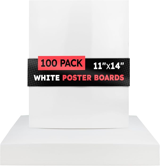 Hygloss Medium Poster Board 11x14 - 100 Count Bulk Pack - 10 Pt. Thickness White Poster Board Paper for Projects, Presentations, Displays, Signs, Crafts - Blank Posterboard Multipack 11" x 14"