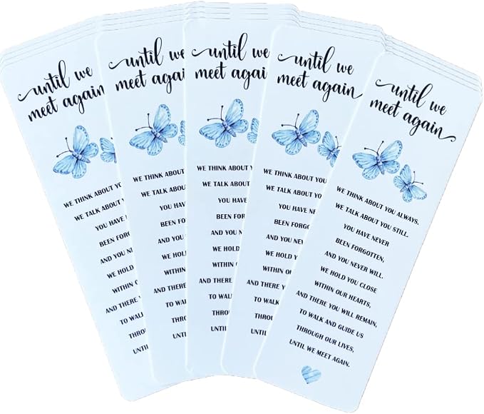 Funeral Favors for Guests - Butterfly Bookmarks with Sympathy Poem - Bulk Set of 24 - Hand Out at Celebration of Life, Memorial, Remembrance Service, Bereavement Ceremony - Thank You Gift, Keepsake