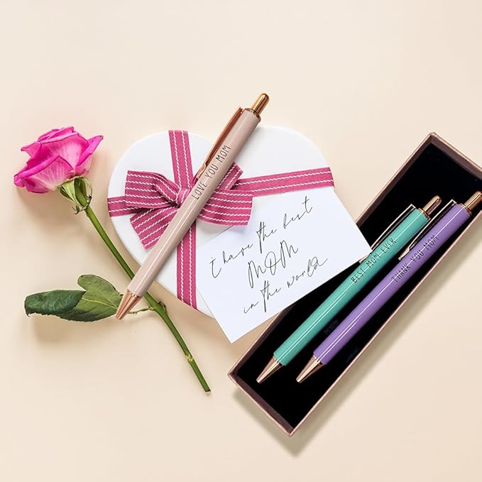 MESMOS 3Pk Fancy Pens for Mom, Mothers Day Gifts for Mom, Grandma Mothers Day Gift, Presents from Daughter or Son, Best Ever Smooth Writing Nice Pen Set