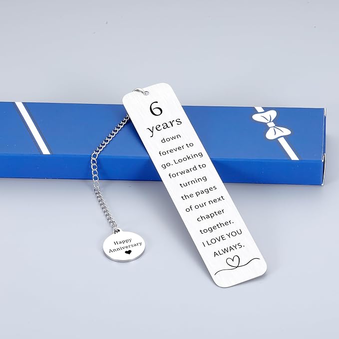 Iron Gifts for 6 Year Anniversary 6th Anniversary Bookmark Gift for Women Men Happy 6 Year Anniversarys Wedding Bookmarks Date Night Gifts for Husband Wife Romantic Bridal Shower Gift for Bride