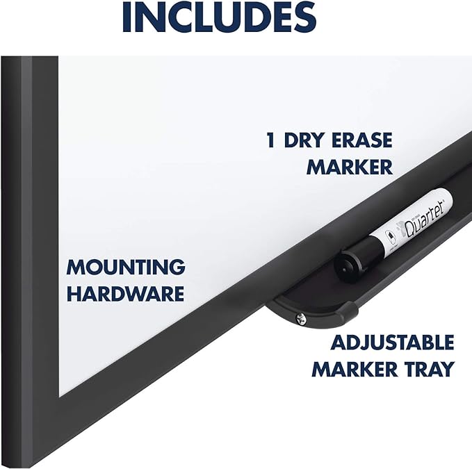 Quartet Dry Erase White Board 96"W x 48"H Non-Magnetic Whiteboard, Total Erase, Black Aluminum Frame (S538B)