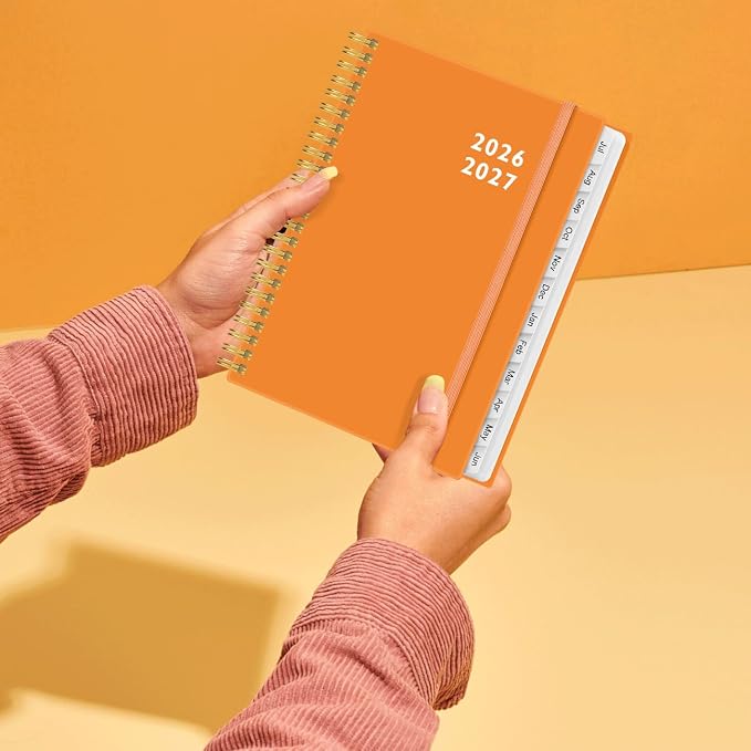 2026-2027 Planner - Weekly and Monthly Calendar Planner from Jul 2026 - Jun 2027, Planner 2026-2027 Spiral Bound with 12 Monthly Tabs, Inner Pocket, Perfect for School Office Supplies, 6.4" x 8.5", Orange-C