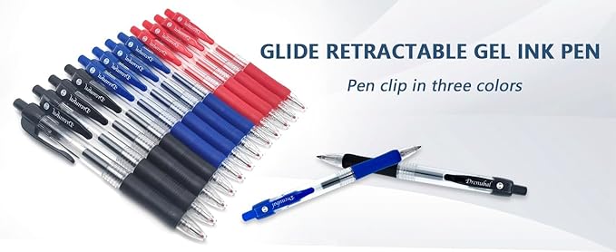 Gel Ink Pens, Medium Point (0.5mm), Comfortable Rubber Grip For Writing (48, Blue-48(no red))