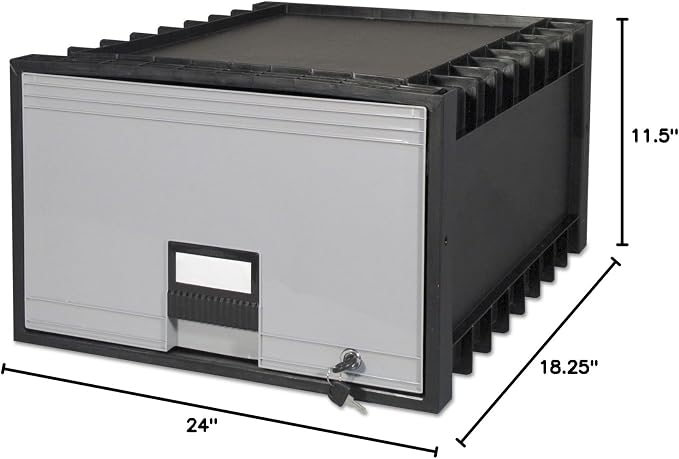 Storex Archive Storage Drawers with Key Lock, Legal Files, 18.25" X 24" X 11.5", Black/Gray