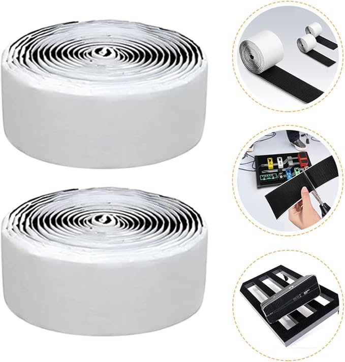 2rolls Electric Guitar Pedalboard Hook and Loop Mounting Tape Adhesive Strip for Secure Pedal Fixing and Easy Setup