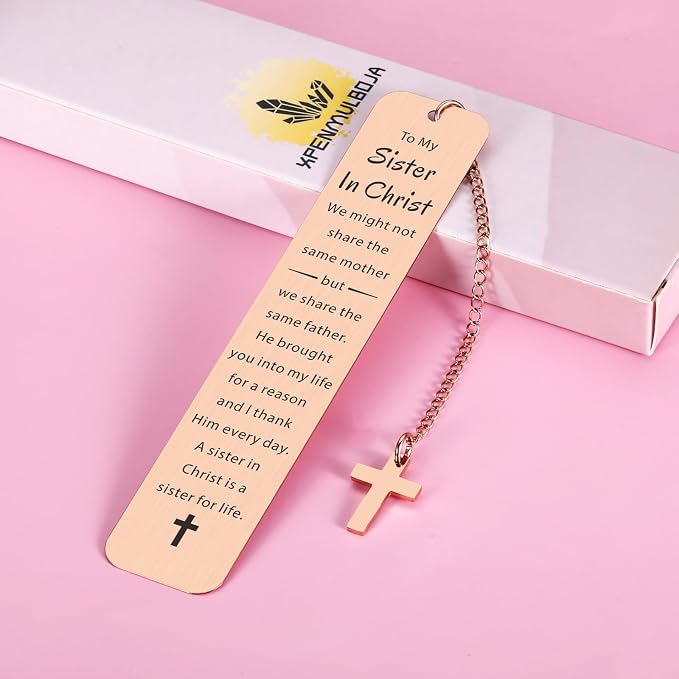 to My Sister in Christ Bookmark, Mother Day Secret Sister Gifts for Women Christian, Religious Baptism Gift for Women, Inspirational Bible Verse Bookmark
