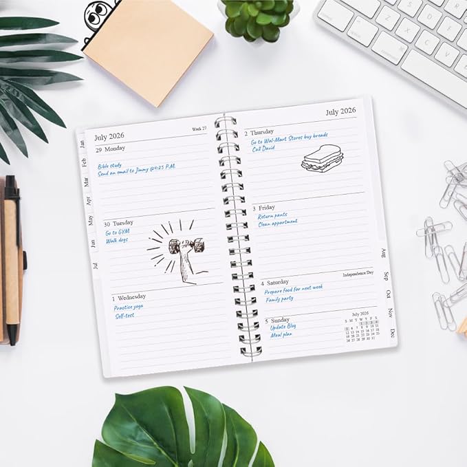 2026 Pocket Planner, A6 Weekly Planner with Monthly Tabs, Run January 2026-December 2026, Elastic Closure, Twin-Wire Binding, Easy to Organize Your Daily Life, 3.75 x 6.75 In, Pocket Planners 2026, Twig