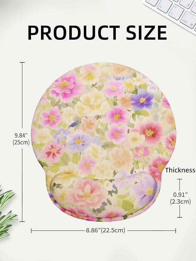Lily Floral Mouse Pad Wrist Support Wrist Rest, Flower Ergonomic Mouse Pad with Non-Slip Base for Office Gaming Working Computers,Desk Accessories Pain Relief Mouse Mat, Colorful