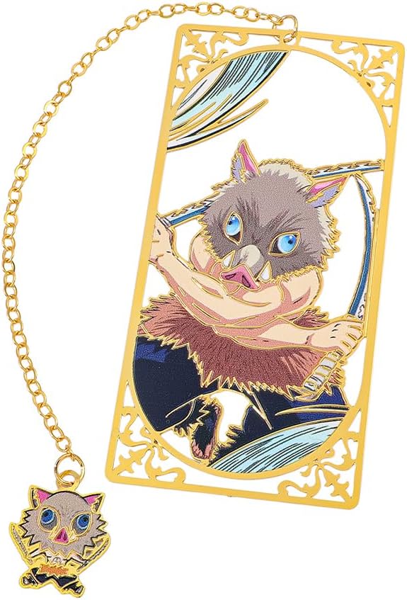 Demon Kamado Bookmark Page Mark, Anime Tanjiron Zenitsu Giyuu Kyoujurou Figure Reading Tool, Stationery Gifts for Reading Lovers Bookworm (Style G)