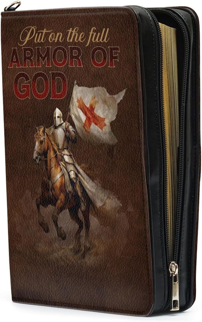Jesuspirit Bible Covers for Men - Armor of God Bible Cover - Christian Bible Cover with Faith Scripture - Religious Appreciation Gifts for Pastor, Father's Day Gifts (B - Armor of God, Large)
