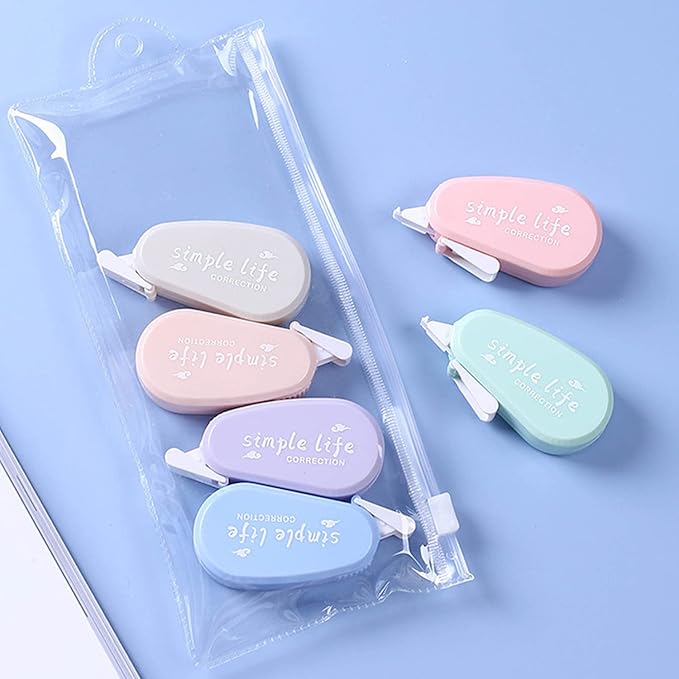 12 Pack Aesthetic Pastel Correction Tape, 0.2 x 197 inch, Instant Corrections, Easy to Use Applicator, White Smooth Pull Out Correction Tape for School, Office, Crafting