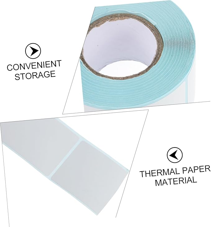NUOBESTY 300pcs Self-Adhesive Thermal Paper Labels Roll Mailing Stickers for Typewriter Printer