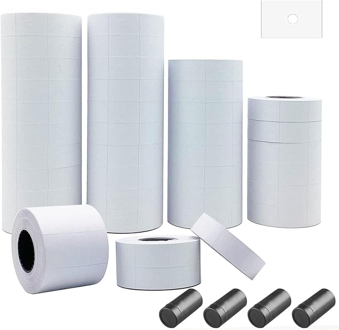 2 Line Price Labels - 40 Rolls of Pricing Labels (16,000 Blank Tags) with 5 Ink Rolls - Compatible with MX-6600, MX-6602, YH-689 (Gun Not Included)