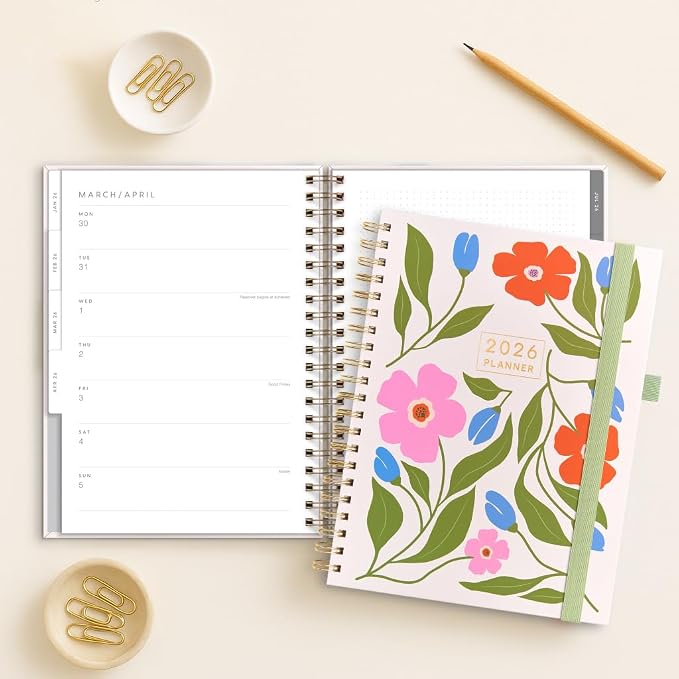 And Per Se 2026 Planner, A4 Size-Daily, Weekly & 18-Monthly Planner, Daily Schedule, Monthly Tabs, 100 GSM Thick Paper(Botanical Floral)