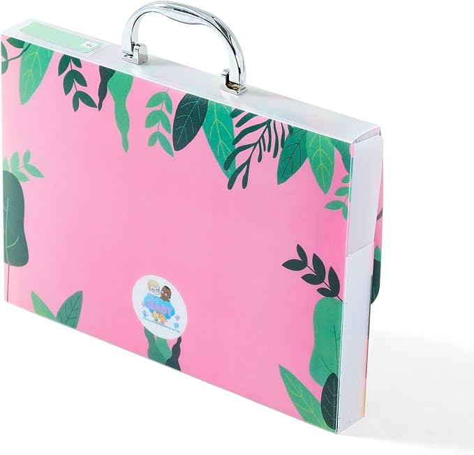 12 Pockets Baby File Organizer for Boy or Girl, Our Baby Paperwork Organizer with Silver Metal Handle, Lock, Pregnancy Documents, Baby Record Folder (Pink)