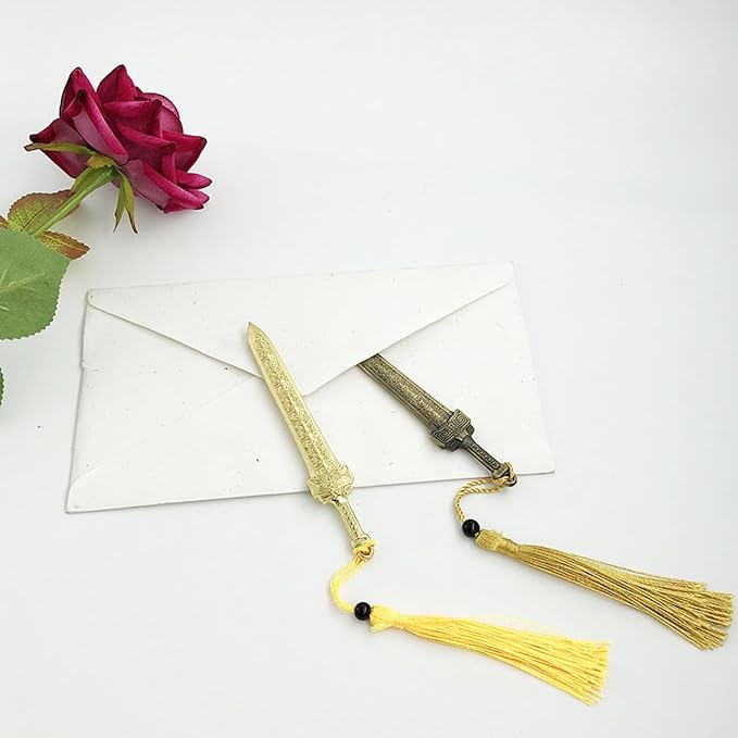 Sword Bookmark, Metal Bookmark, Bookmarks with Tassels, Your Reading Assistants, Classroom Prizes, Men Bookmarks, Office School Library Bookstore Home (Gold)