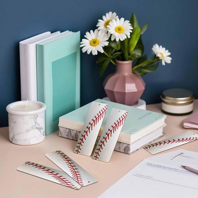 Baseball 5 Pcs Bookmarks Sports Training Healthy Lifestyle Wooden Bookmarks with Tassel for Students Reader Teachers Book Lovers