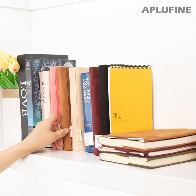 APLUFINE Velvet Book Cover for Paperbacks, Reusable Fabric Book Cover with Pockets, Adjustable Book Protector for Softcover Books, Journals & Bibles