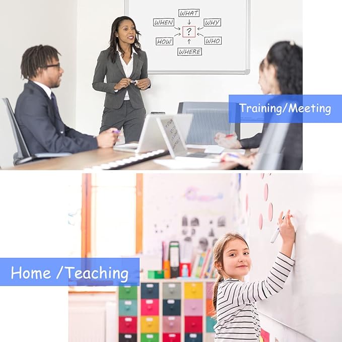 DEVELOP Magnetic Large Dry Erase Board, 36 x 60 Inches(3’ x 5’) Whiteboard, Wall-Mounted White Board for Office, Classroom, Home, Includes 4 Markers, 4 Magnets, Ruler & Erase