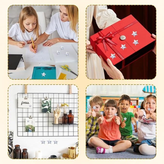 Siliver Star Stickers for Kids Reward,Self-Adhesive Good Foil Star Stickers,Glitter Star Stickers Large 1 Inch,Holographic Stickers Chart for Kids Behavior,Students Teacher School Classroom 500 Pcs