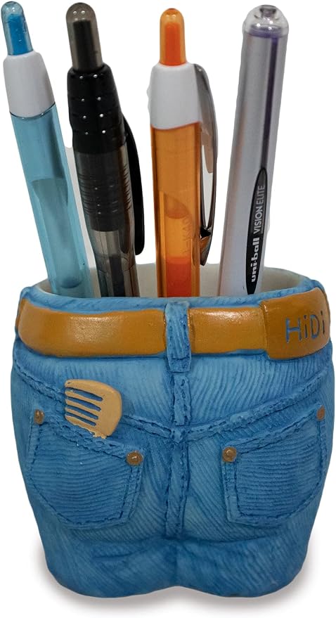 Stephanie Imports Ceramic Denim Jeans-Shaped Pen Holder Cup & Desk Organizer