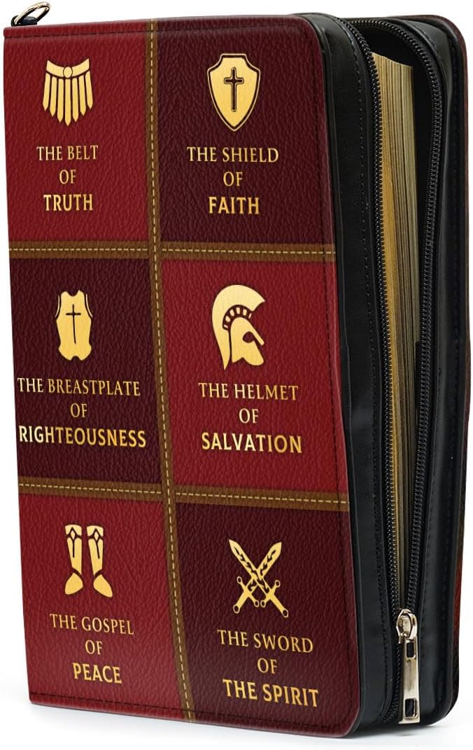 Jesuspirit Bible Covers for Men - Armor of God Bible Cover - Christian Bible Cover with Faith Scripture - Religious Appreciation Gifts for Pastor, Father's Day Gifts (E - Armor of God Female, Medium)