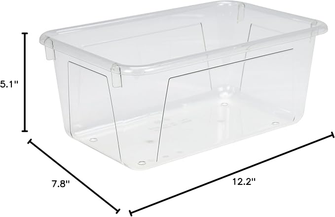 Storex Small Cubby Bins – Plastic Storage Containers for Classroom, 12.2 x 7.8 x 5.1 inches, Clear, 5-Pack (62464A05C)