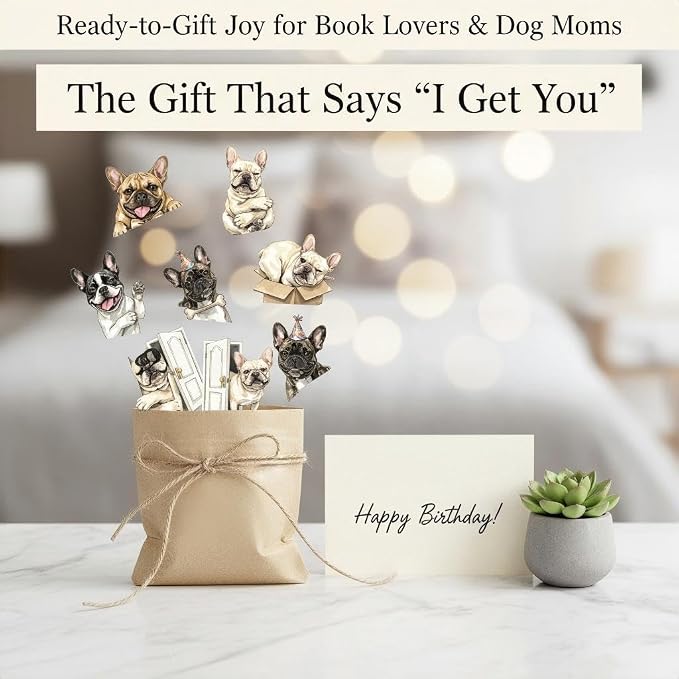 French Bulldog Magnetic Bookmarks Set of 8 โ Cute Frenchie Page Clips with Funny Expressions, Dog Lover Gifts, Creative Reading Accessories & Party Favors