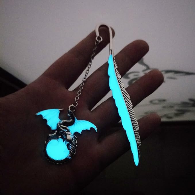 Luminous Bookmark, Retro Glow in The Dark Reading Bookmarks for Women Men Lovers,Book Markers with Pendant Holiday Gifts