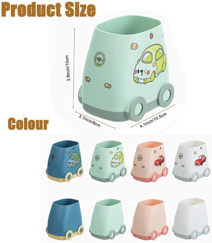 Cute Car Pen Holder Cute Kid Pen Holder for Desk Adorable Car Organizer, Car Pencil Holder Organizer Gifts Fit for Women Man Children (Green)
