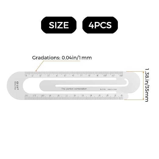 4PCS Straight Ruler Metric Aluminum Alloy Ruler Scale on Both Sides Hollow Paper Clip Design Bookmark Measuring Tool for Children Study Classroom Office