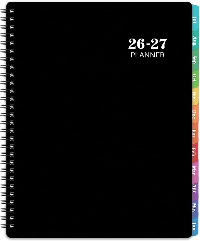 2026-2027 Planner - 8” × 10”, 2026-2027 Planner Weekly and Monthly, from JUL.2026 to JUN. 2027, Premium Paper, Twin-wire Binding, Check Box, Coated Monthly Tabs, for Productive Life