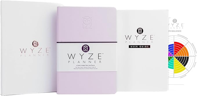 Wyze Planner Undated Daily Planner – 6-Month A5 Productivity Organizer with Full Page Per Day, Hourly Schedule, Goal Setting, Habit Tracker, Weekly & Monthly Pages – Hardcover Time Management Notebook (Lilac)