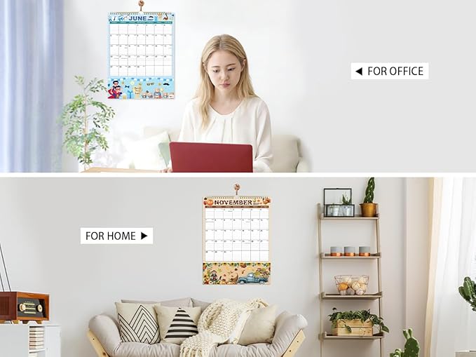 Vindora 2026-2027 Wall Calendar with Pockets - 18 Month Large Vertical Calendar (July 2026 to Dec 2027), 11.4x14.5 Inch Office & Family Planner with Hanging Loop, Floral Design