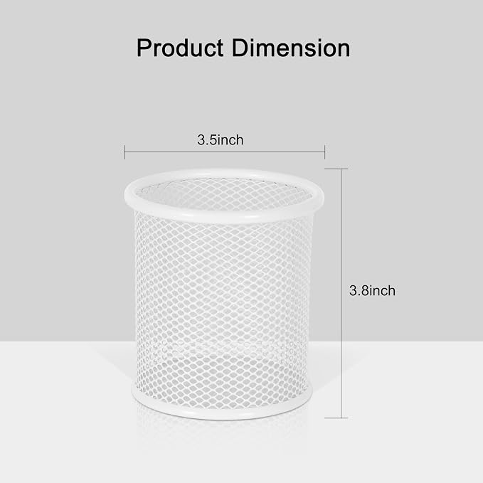 EasyPAG Metal 2-Piece Pen Holder Set Desk Accessories & Workspace Organizers for Classroom, School & Office,White